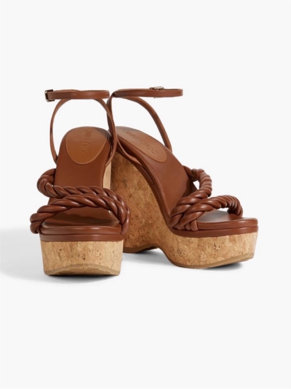 Jimmy Choo Diosa 130mm Twisted Leather Wedge Sandals